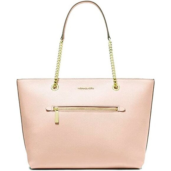 S Michael Kors Medium Front Zip Chain Tote Buff Leather 35F2GTTT2L NWT $448 - Picture 8 of 15